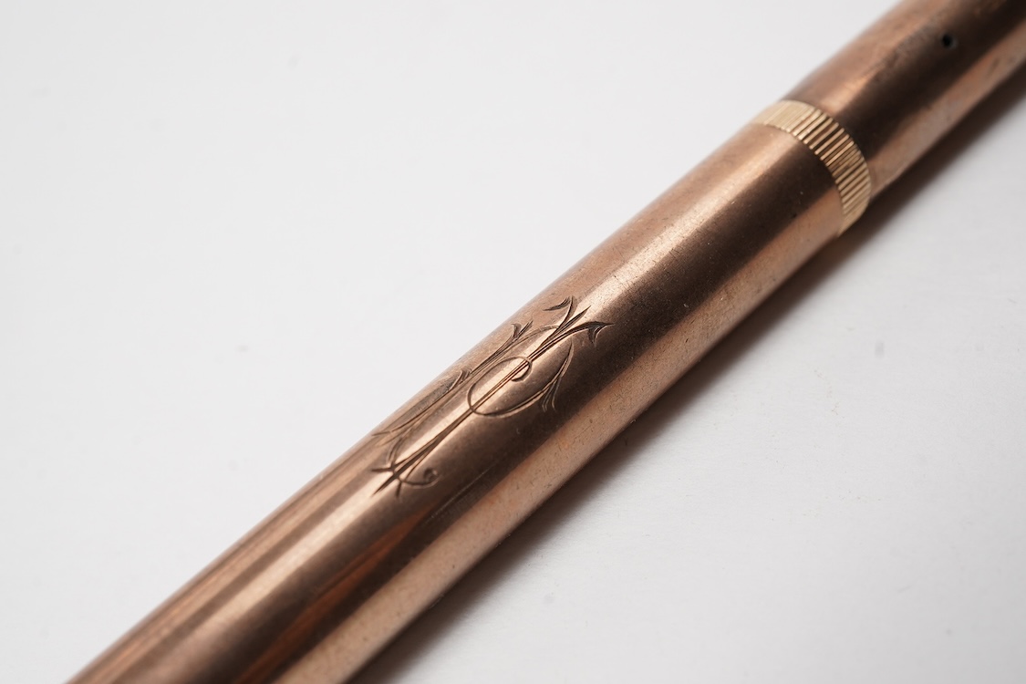 A De La Rue Onoto Rose 9ct gold piston fill pen, in original case